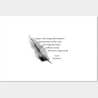 Hope Quote Emily Dickinson On Feather Art Posters and Art